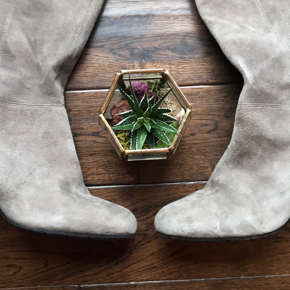 Bandolino suede leather gray fringe high boots - Picture 5 of 8